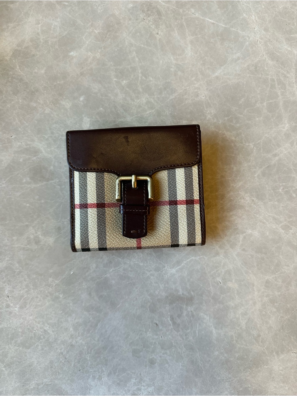 Burberry Beige Check Crossbody with Dark Brown Trim and Matching Wallet - Picture 5 of 9